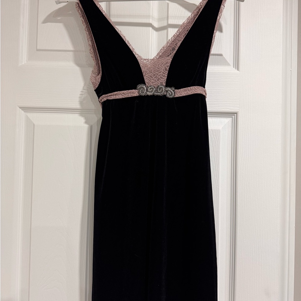 Anthropology Black and Pink Dress with Embellished Waist